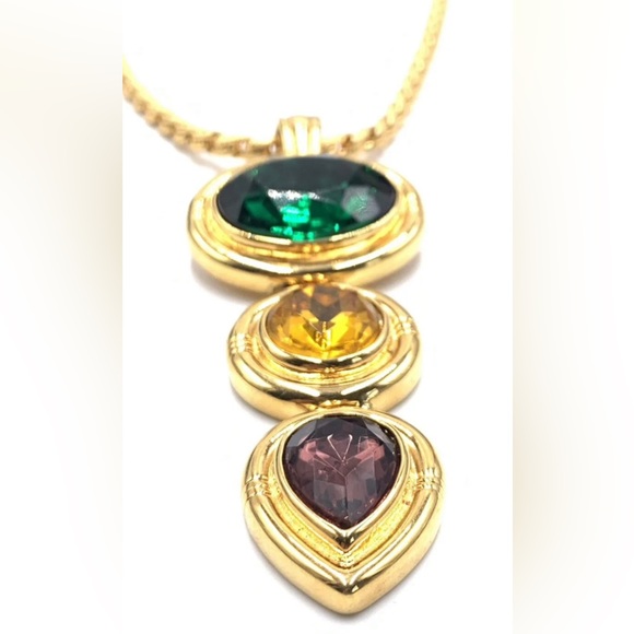 Sandy Miller Burrows SMB Pendant signed gold tone pendant Statement Necklace. - Picture 2 of 8